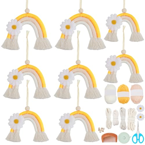 BEUNITONE Regenbogen Gänseblümchen Makramee Set Für Erwachsene Anfänger Buntes DIY Makramee Set Zum Weben Im Regenbogen Mit Anleitung Machen Makramee Regenbogen Set Schlafzimmerdekor Für Autoanhänger BEUNITONE Regenbogen Gänseblümchen Makramee Set Für Erwachsene Anfänger Buntes DIY Makramee Set Zum Weben Im Regenbogen Mit Anleitung Machen Makramee Regenbogen Set Schlafzimmerdekor Für Autoanhänger von BEUNITONE
