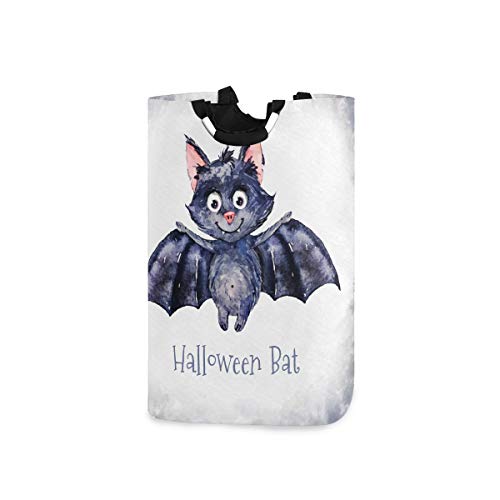 BEUSS Malen Halloween Fledermaus Wäschekorb Faltbarer Wäschekörbe Wäschesack Großer Wäschesammler Sortierer für Kinderzimmer Schmutzwäsche Badzimmer von BEUSS