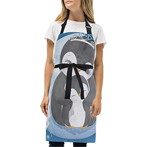 BEUSS Mutter Baby Pinguin Mond Schürze für Das Kochen Küchenschürze Latzschürze Kochschürze mit 2 Taschen Verstellbarer Umhängeband für Backmänner Kellner Männer Frauen Koch von BEUSS