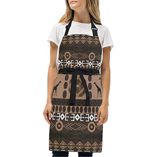 BEUSS Vintage Afrikanische Giraffe Schürze für Das Kochen Küchenschürze Latzschürze Kochschürze mit 2 Taschen Verstellbarer Umhängeband für Backmänner Kellner Männer Frauen Koch von BEUSS