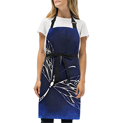 Blaue Libelle Schürze für Das Kochen Küchenschürze Latzschürze Kochschürze mit 2 Taschen Verstellbarer Umhängeband für Backmänner Kellner Männer Frauen Koch von BEUSS