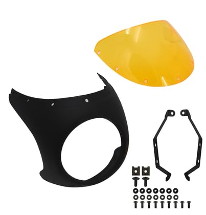 Kunststoff Windschutzscheibe Windschutzscheibe Vintage Motorrad Windabweiser Scheinwerferverkleidung Abdeckung Kompatibel mit Max250 Mutt125 V250 Cafe Racer (Farbe: Stil 6, Größe: 7) von BEUTEE
