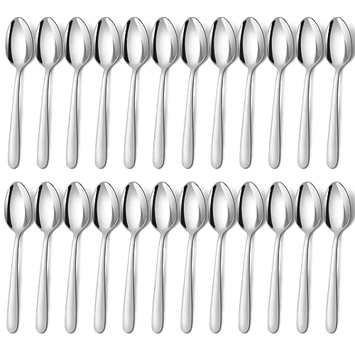 BEWOS 24 Stück Suppenlöffel Set, 8 Zoll (20,4cm) Löffel Set, Edelstahl Esslöffel, Spiegelpoliert Tafellöffel, Spülmaschinenfest, Silber Löffel für Haus, Küche oder Restaurant von BEWOS