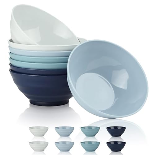 BEWOS Plastik salatschüssel 8er Set, 24OZ Unzerbrechlich Müslischale Bowl, Leicht Schüssel für Suppen, Müsli, Nudeln, Reis, Salat, mikrowellenfest, spülmaschinenfest von BEWOS