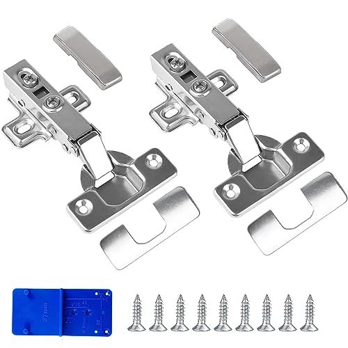 2 Stück Schrankscharniere, 110 Grad Schrankscharnier Mit Dämpfungsfunktion, Topfscharnier 35mm, Eckanschlag Soft Close Scharniere, Aufschraubscharnier Softclose, für Küchenschrank Schranktür von EMHTHME