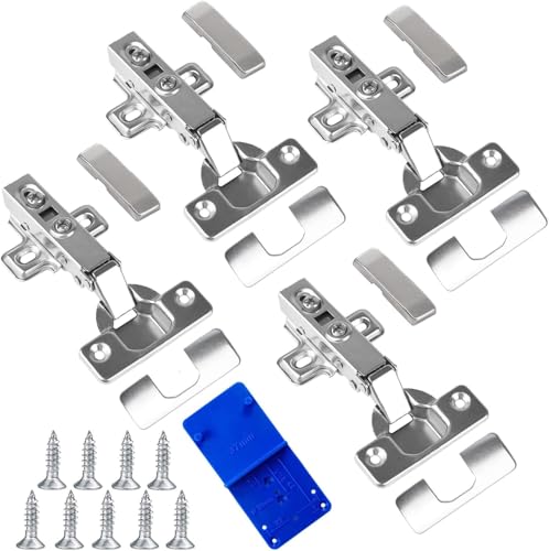 4er Set Küchenschrank Scharniere 110 Grad Softclose Automatikscharnier 35 mm Schranktürscharniere mit 1 Ankörn-Schablone von EMHTHME