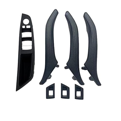 BEYEPZNZCK Auto Innengriffabdeckung 7-teiliges Innentür-Fensterheber-Panel-Trimm-Zuggriff Für 5er F10 F11 F18 520-535 Rot_Braun Set(‎Black 7pcs Set) von BEYEPZNZCK