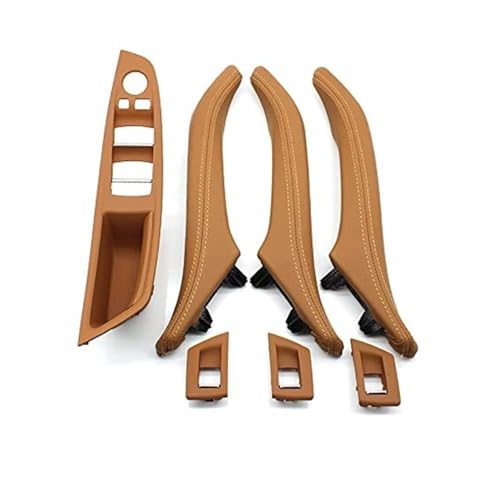 BEYEPZNZCK Auto Innengriffabdeckung 7-teiliges Innentür-Fensterheber-Panel-Trimm-Zuggriff Für 5er F10 F11 F18 520-535 Rot_Braun Set(‎Champagne 7pcs Set) von BEYEPZNZCK