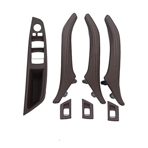 BEYEPZNZCK Auto Innengriffabdeckung 7-teiliges Innentür-Fensterheber-Panel-Trimm-Zuggriff Für 5er F10 F11 F18 520-535 Rot_Braun Set(‎Moka 7pcs Set) von BEYEPZNZCK