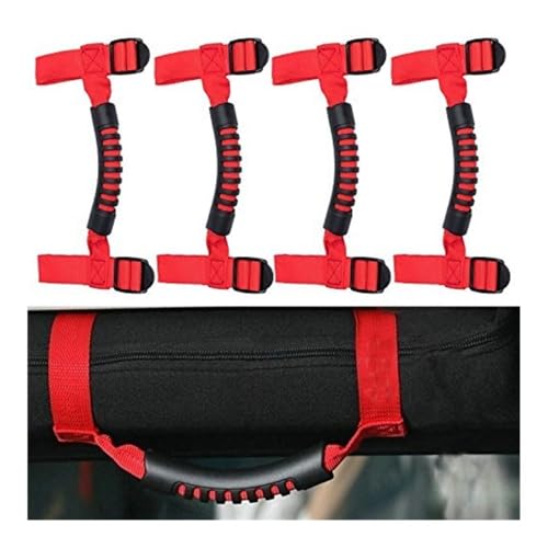 BEYEPZNZCK Auto Innengriffabdeckung X schwarze Haltegriffe Für Überrollbügel Für Jeep Wrangler YJ TJ JK JL JLU (1995–2018), Sahara, Für Freedom, Rubicon X Unlimited(Red) von BEYEPZNZCK