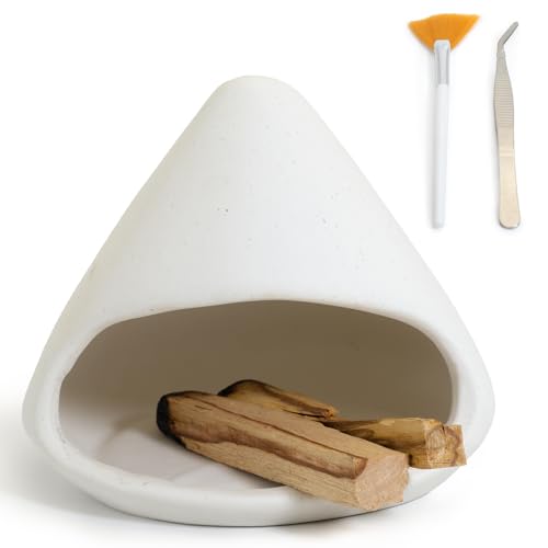 BEYLAB Tonskulptur Salbei räuchern Palo Santo Halter Keramik weisser weißer Salbei zum Räucherkegel Räucherstäbchen Halterung, räucherschale, Smudge, weihrauchbrenner Räucherstäbchenhalter - Weiß von BEYLAB
