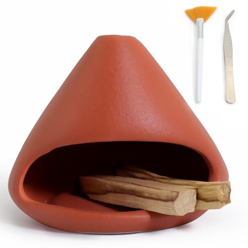 BEYLAB Tonskulptur Salbei räuchern Palo Santo Halter Keramik weisser weißer Salbei zum Räucherkegel Räucherstäbchen Halterung, räucherschale, Smudge, weihrauchbrenner Räucherstäbchenhalter - Orange von BEYLAB
