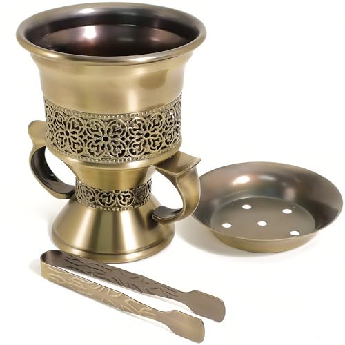BEYLAB Weihrauch Harz Weihrauchkohle Räucherstäbchenständer, Bakhoor Räuchergefäß Halter, ideal für Aromatherapie, Yoga und Spa, Zuhause Kirche (Bronze) von BEYLAB
