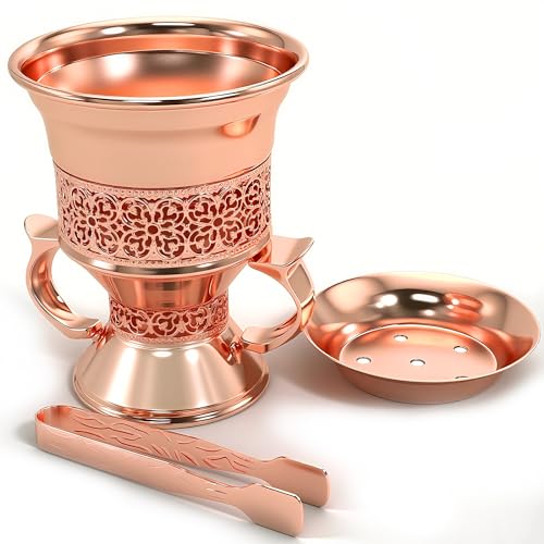 BEYLAB Weihrauch Harz Weihrauchkohle Räucherstäbchenständer, Bakhoor Räuchergefäß Halter, ideal für Aromatherapie, Yoga und Spa, Zuhause Kirche (Roségold) von BEYLAB