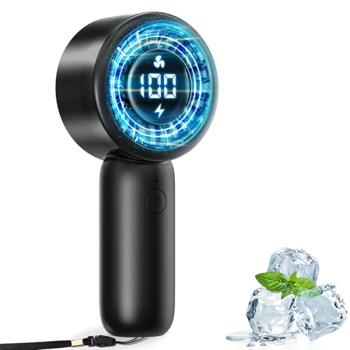 BEYYON Turbo Handventilator, Leistungsstarker tragbarer Ventilator mit LED Anzeige, 4 oz leicht, 5 Stufen, USB-Akku Aufladbar Hand Ventilatoren Mini (Schwarz) von BEYYON