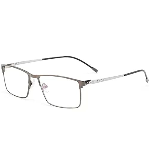 Herren-Lesebrille mit kleinem Rahmen, Anti-Blaulicht-Lesebrille, rechteckige optische Brille aus Metall, Lese-Molekularlinsen von BEZAX