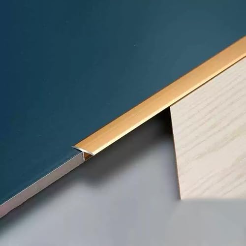 Bodenübergangsleiste, 3 Fuß T-Formteil, flache Deckenkantenleisten aus Aluminiumlegierung for Verbinden von Bodenlücken Laminatdielen und Fliesen(Gold,W0.6in(1.5cm)) von BEZEOVDWJ