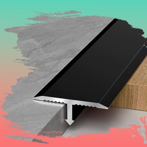 Bodenübergangsleiste, 36" T-Formteil, Aluminium, Teppich-Flachteiler, Breite 20 mm, 33, 40, leicht zu schneiden(Black,W 33mm) von BEZEOVDWJ