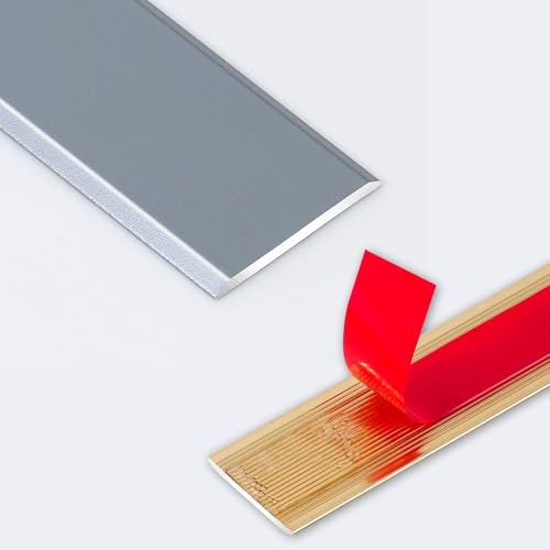 Bodenübergangsleiste, Aluminiumschwelle, selbstklebend, 91,4 cm flache Metalltrennwand for Türöffnungen, einfache Installation(Iron Gray,W 12mm) von BEZEOVDWJ
