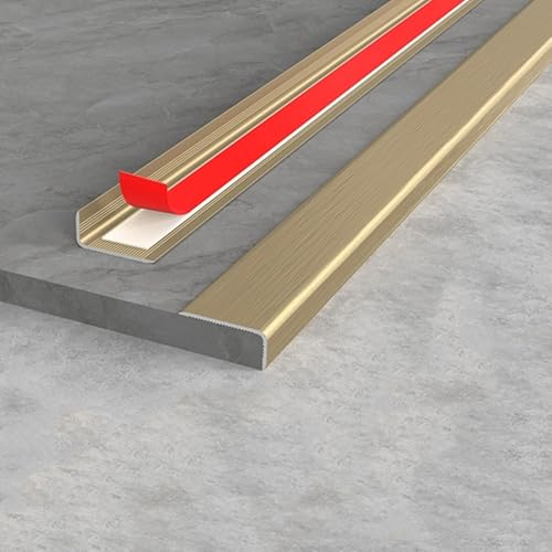 Bodenübergangsleiste, Einfassung, selbstklebende Schwelle aus Aluminium, 90 cm lange Schutzleisten for unebene Böden zwischen Holz und Fliesen(Gold,W 20mm) von BEZEOVDWJ