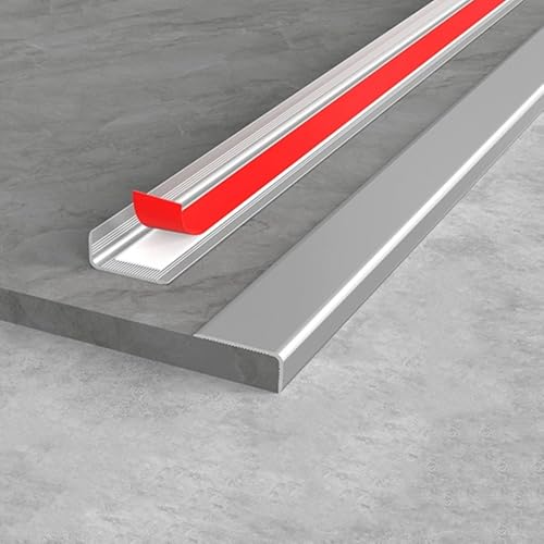Bodenübergangsleiste, Einfassung, selbstklebende Schwelle aus Aluminium, 90 cm lange Schutzleisten for unebene Böden zwischen Holz und Fliesen(Silver,W 30mm) von BEZEOVDWJ