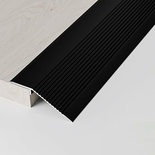 Bodenübergangsleiste, Schwellenaluminium 36-Zoll-Schwellenreduzierer for Tür/Teppich/Fliese, Spaltabdeckungsbrückenhöhe zwischen 0,3 und 1,2 Zoll(Black,W5.5cm(2.2in)) von BEZEOVDWJ