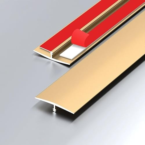 Bodenübergangsleiste, T-Formteil-Abdeckstreifen, 3 Fuß langes, selbstklebendes Aluminiumformteil, for Verbinden von Bodenbelägen mit Fliesenfugen, Wandnaht-Dekorleisten(Gold,W4cm(1.6in)) von BEZEOVDWJ