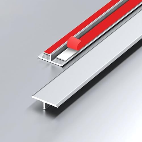 Bodenübergangsleiste, T-Formteil-Abdeckstreifen, 3 Fuß langes, selbstklebendes Aluminiumformteil, for Verbinden von Bodenbelägen mit Fliesenfugen, Wandnaht-Dekorleisten(Silver,W3.3cm(1.3in)) von BEZEOVDWJ