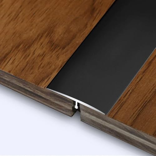 Bodenübergangsleiste, T-förmige Aluminium-Kantenleiste for Teppich und Fliesen, 91,4 cm zuschneidbare Schwellen-Flachteiler(Black,W 40mm) von BEZEOVDWJ