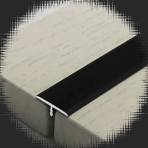 Bodenübergangsleiste, Teppich, Aluminiumabdeckung, 36" T-Formteil, flache Trennschwelle zu Fliesen, leicht schneiden(Black,15mm) von BEZEOVDWJ