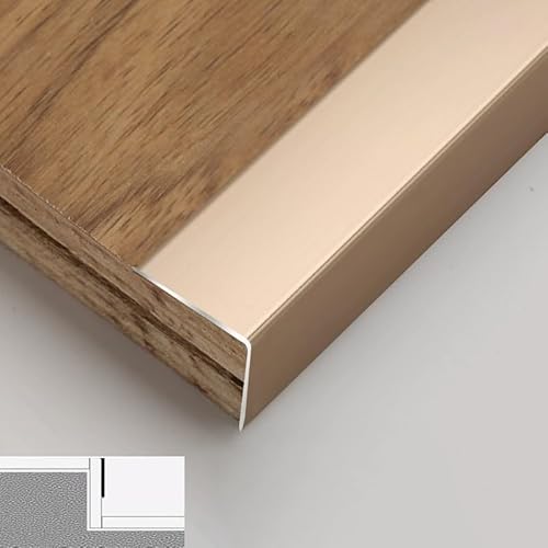 Bodenübergangsleiste, Treppenkantenleiste, L-Formteil, 36 Zoll, Metallschutz, Teppichtür, Innen- und Außenleiste(Gold,W10MMXH10MM) von BEZEOVDWJ