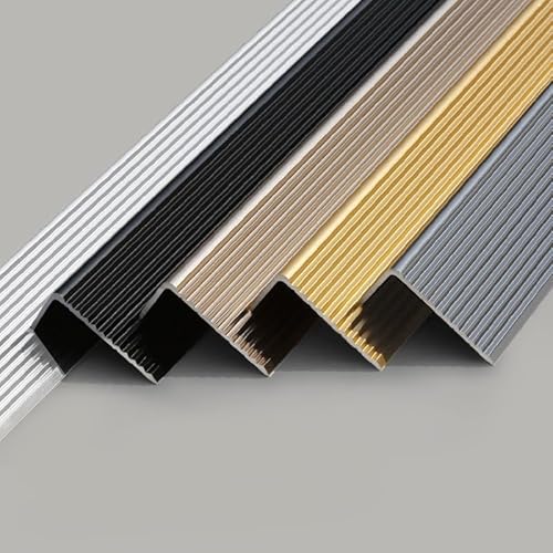 Bodenübergangsleiste, rutschfester Treppenkantenschutz, L-Form-Aluminiumkantenleiste, 36-Zoll-Türübergänge for Stufenecken im Innen- und Außenbereich(Silver,W30mm) von BEZEOVDWJ