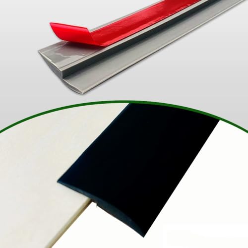 Bodenübergangsleiste, selbstklebende Schwellenreduzierung, 3, Fuß PVC-Teppich, Kantenbesatz for Rampe, leicht zu schneiden(Black,H 5mm) von BEZEOVDWJ