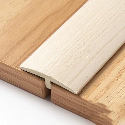 Bodenübergangsstreifen, selbstklebende T-förmige PVC-Schwellenwertleiste, 36 Zoll Spaltabdeckungsstreifen for Verbinden von Bodenbelägen mit Fliesenspalten, Holzmaserung(Silver Fir) von BEZEOVDWJ
