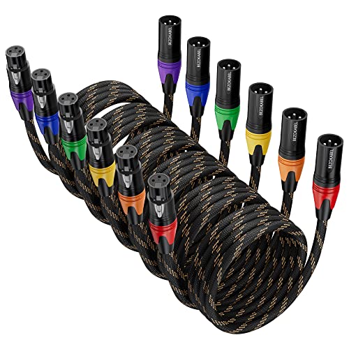 BEZOKABEL XLR Cables, XLR Microphone Cables 35ft 6 Packs Nylon Braided, Balanced XLR Speaker Cable 3-Pin Mic Cable Male to Female for Microphones, Mixer and Speaker Systems von BEZOKABEL