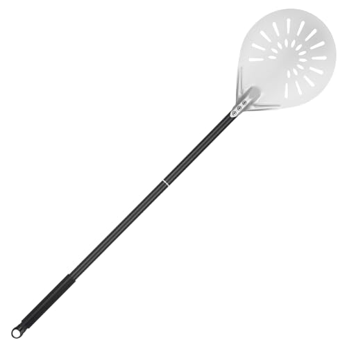 BEZORR Perforierter Pizzaschieber,7 Zoll Harteloxierte-pizzaschaufel, Pizzaheber mit 57cm abnehmbarem Metallgriff für hausgemachte Pizza,Brot,Kuchen BEZORR Perforierter Pizzaschieber,7 Zoll Harteloxierte-pizzaschaufel, Pizzaheber mit 57cm abnehmbarem Metallgriff für hausgemachte Pizza,Brot,Kuchen von BEZORR