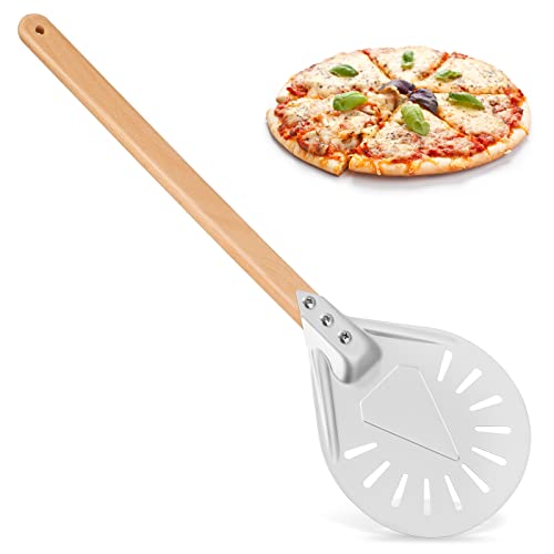 Perforierte Pizza Peel, Aluminium Pizzaschaufel 7 Zoll, Pizzaheber, Pizzaschaufel aus Aluminium mit Holzgriff, für hausgemachte Pizza Brot Bäcker von BEZORR