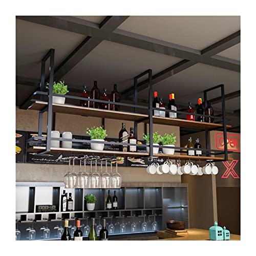 Hängender Weinglashalter – Weinglashalter an der Decke, hängender Pflanzenständer aus Schmiedeeisen, an der Wand montierter Flaschenhalter, Präsentationsständer mit Leitplanke, dekoratives Regal von BEdaw