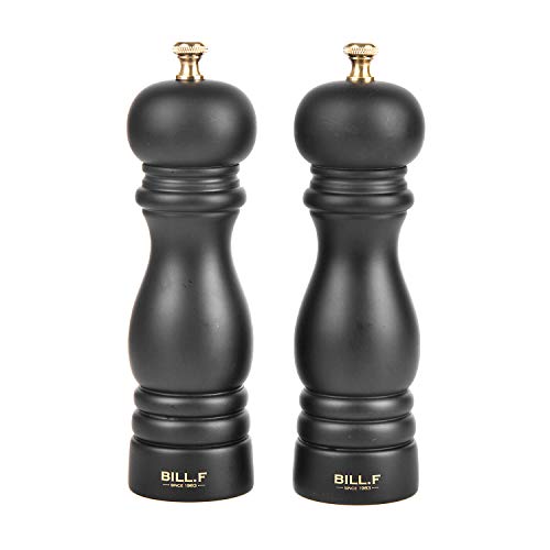 Bill F Salz und Pfeffermühle Set, 2 Stück Gummi Holz Pfeffermühle mit Keramikkern 19 cm von BF BILL.F SINCE 1983