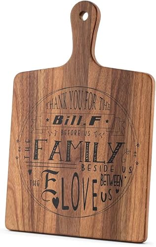 Bill.F Acacia Holz Schneidebrett mit Griff Kleine Größe Lange Holz Charcuterie Board Paddle Käse Board Serving Boards für Küche Fleisch, Pizza, Käse, Brot, Gemüse von Obst 39x26x1.5cm von BF BILL.F SINCE 1983