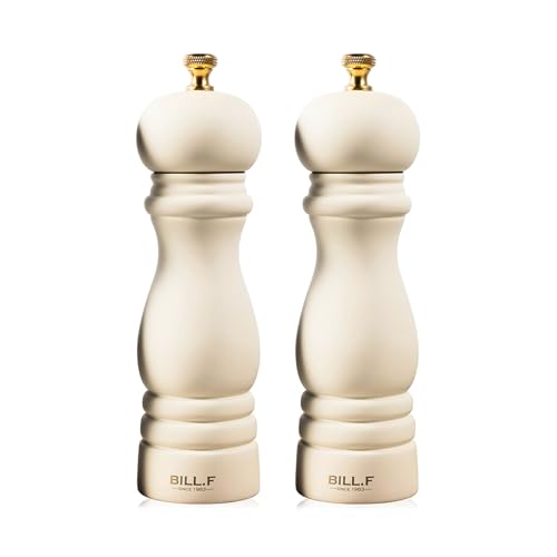 Bill.F Salz- und Pfeffermühlen-Set, Holz-Pfeffermühle, 2er-Set Manuelle Salz-Pfefferstreuer-Mühle, nachfüllbar, 7 Zoll (Milchweißes Set) von BF BILL.F SINCE 1983