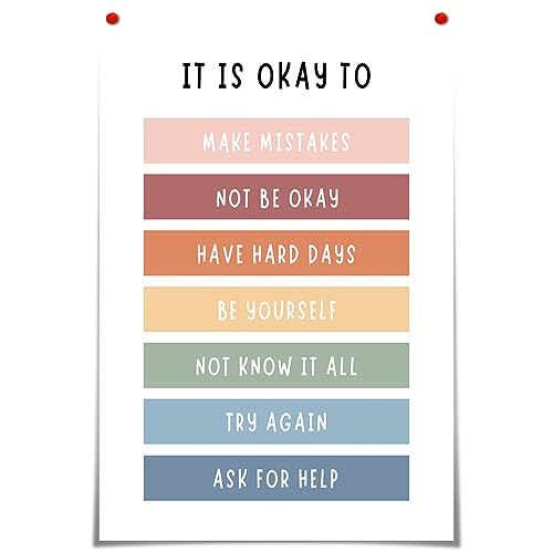 BFADMN Boho-Leinwandkunst, "It Is Okay To Be Yourself", Klassenzimmer-Wandposter, Lehrer, Geschenk, Kind, Kunst, Spielzimmer, Klassenzimmer, Zitate, Druck, Malerei, Schule, Dekoration, Kinderzimmer, von BFADMN