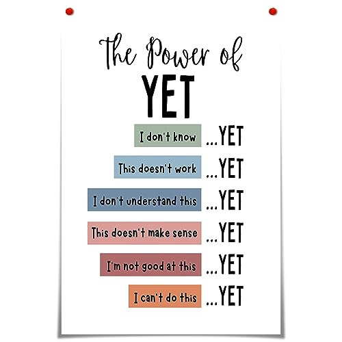 BFADMN The Power Of Yet Poster Therapie Büro Dekor DBT Leinwand Wandkunst Boho Klassenzimmer Wachstum Mindset Mental Health Prints School Counselor Power Of Now Decor Poster Kinderzimmer Wand 40,6 x von BFADMN