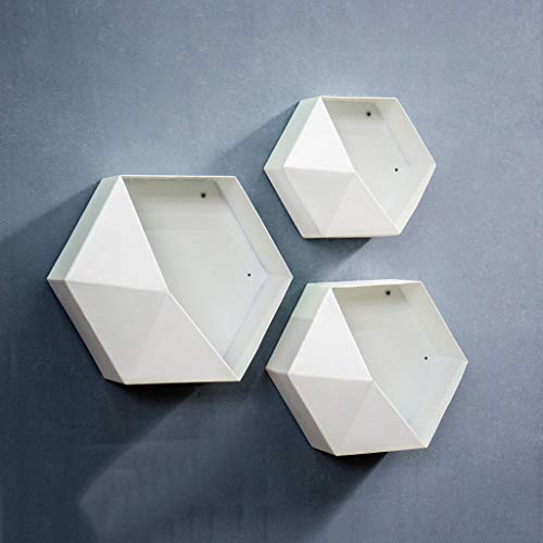 BFBHZY Hexagon Schmiedeeisen Regal Bücherregal Wandmontierte Esszimmerwand, (25 cm, 30 cm, 35 cm) Regal von BFBhzy