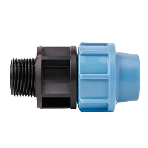 BFG PE Rohr Verschraubung Kupplung 1/2-Zoll-außgewinde x 20 mm Anschluss, MDPE PE, für Wasserleitung, aus Kunststoff, Rohrverschraubung von BFG