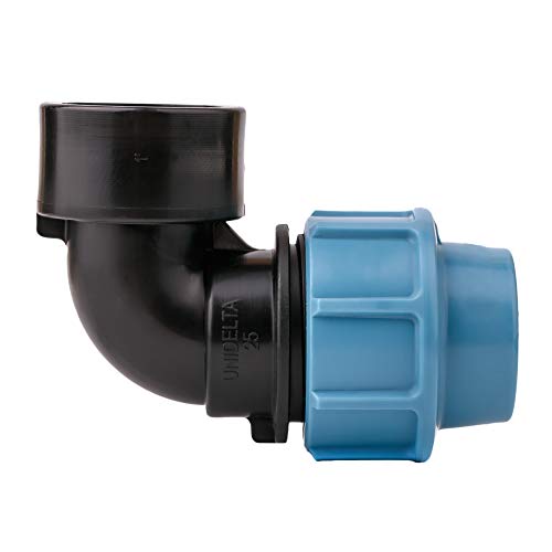 HYDROBIL MDPE Fitting für Wasserrohre, Winkel Adapter 25mm x 1" BSP Innengewinde, für MDPE Kunststoffrohre, 16 Bar, Max. Temp. 45°C, Klemmringverschraubungen von HYDROBIL