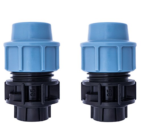 HYDROBIL MDPE Fitting für Wasserrohre, 2er Pack, Adapter 25mm x 1/2" BSP Innengewinde, für MDPE Kunststoffrohre, 16 Bar, Max. Temp. 45°C, Klemmringverschraubungen von HYDROBIL