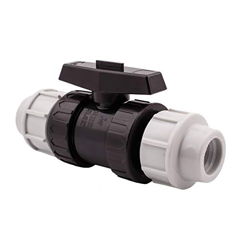 BFG MDPE PE Kugelventil, Muff, Wasserrohr, Kompressionsverschraubung | 20 mm, schwarz grau, Z0-XJLP-SXS0 von BFG