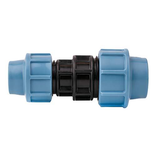 HYDROBIL MDPE Fitting für Wasserrohre, Reduzier Muffe 25mm x 20mm, für MDPE Kunststoffrohre, 16 Bar, Max. Temp. 45°C, Klemmringverschraubungen von HYDROBIL