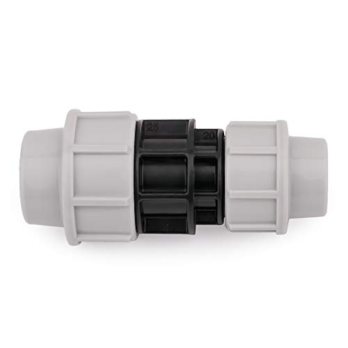 BFG ADAPTER FÜR PE-ROHRE / REDUZIERENDER MUFF / MDPE PE-WASSERROHR KUNSTSTOFF-WEIBLICHER ADAPTER (25 mm bis 20 mm), weiß, schwarz, YD-WYD3-168W von BFG